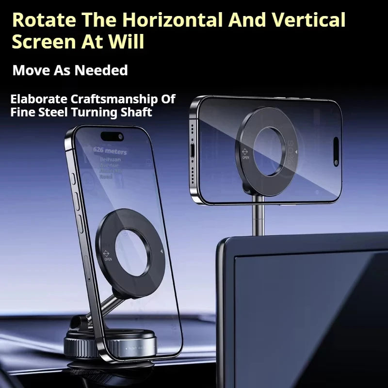 Super Strong Car Phone Holder Suction Cup Vacuum Magnetic Phone Stand 360° rotatable and Foldable Suction Cup Phone Holder