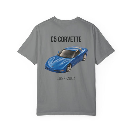 Sports Car T-Shirt — Blue Corvette Illustration Tee