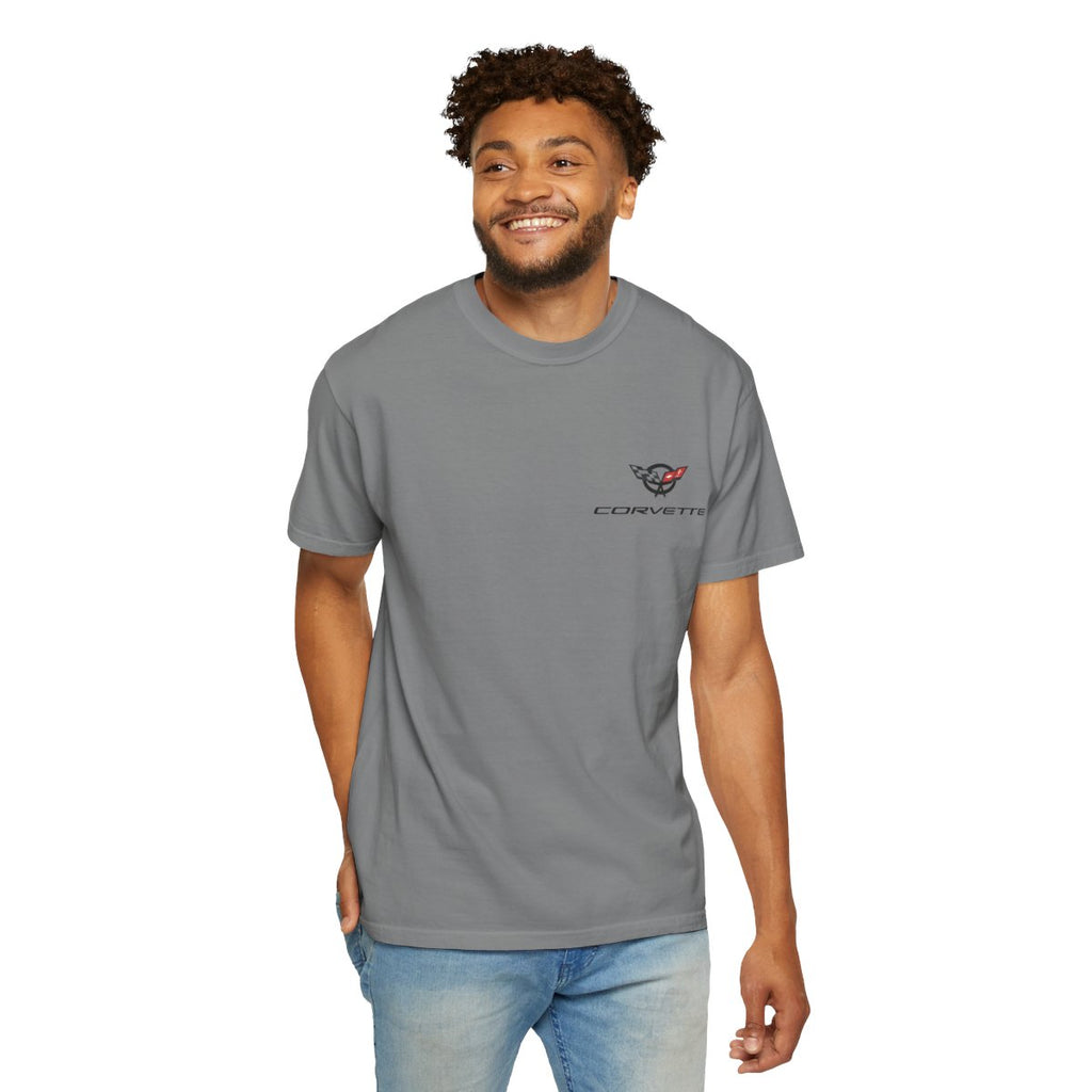 Sports Car T-Shirt — Blue Corvette Illustration Tee