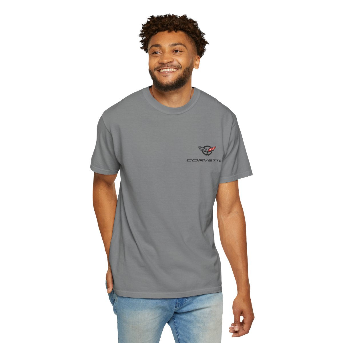 Sports Car T-Shirt — Blue Corvette Illustration Tee