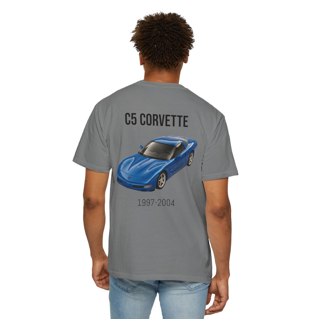 Sports Car T-Shirt — Blue Corvette Illustration Tee