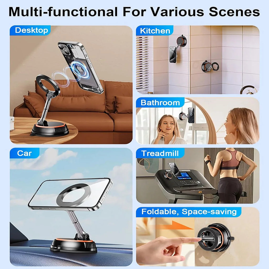 Magnetic Car Phone Holder Compatible with Magsafe 360 Rotatable Vacuum Suction Cup Car Mount Dashboard Magnet Cell Phone Holders