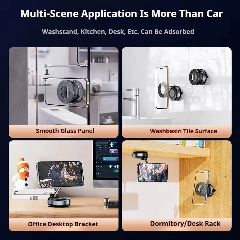 Super Strong Car Phone Holder Suction Cup Vacuum Magnetic Phone Stand 360° rotatable and Foldable Suction Cup Phone Holder
