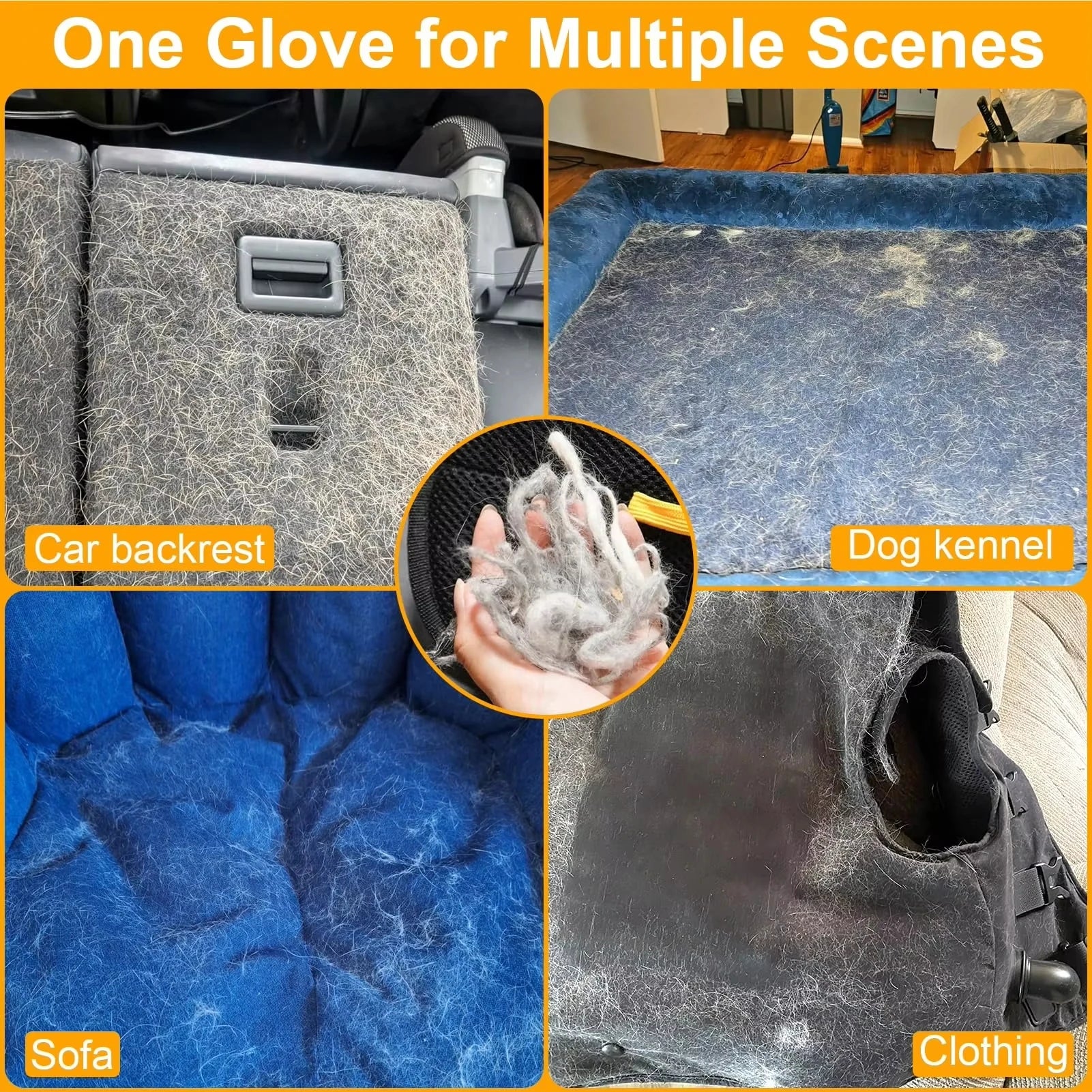 Pet Hair Removal Tool Reusable Static Removal Gloves, Double-Sided Grooming Gloves for Pets, Removes Pet Fur Hair for Carpets